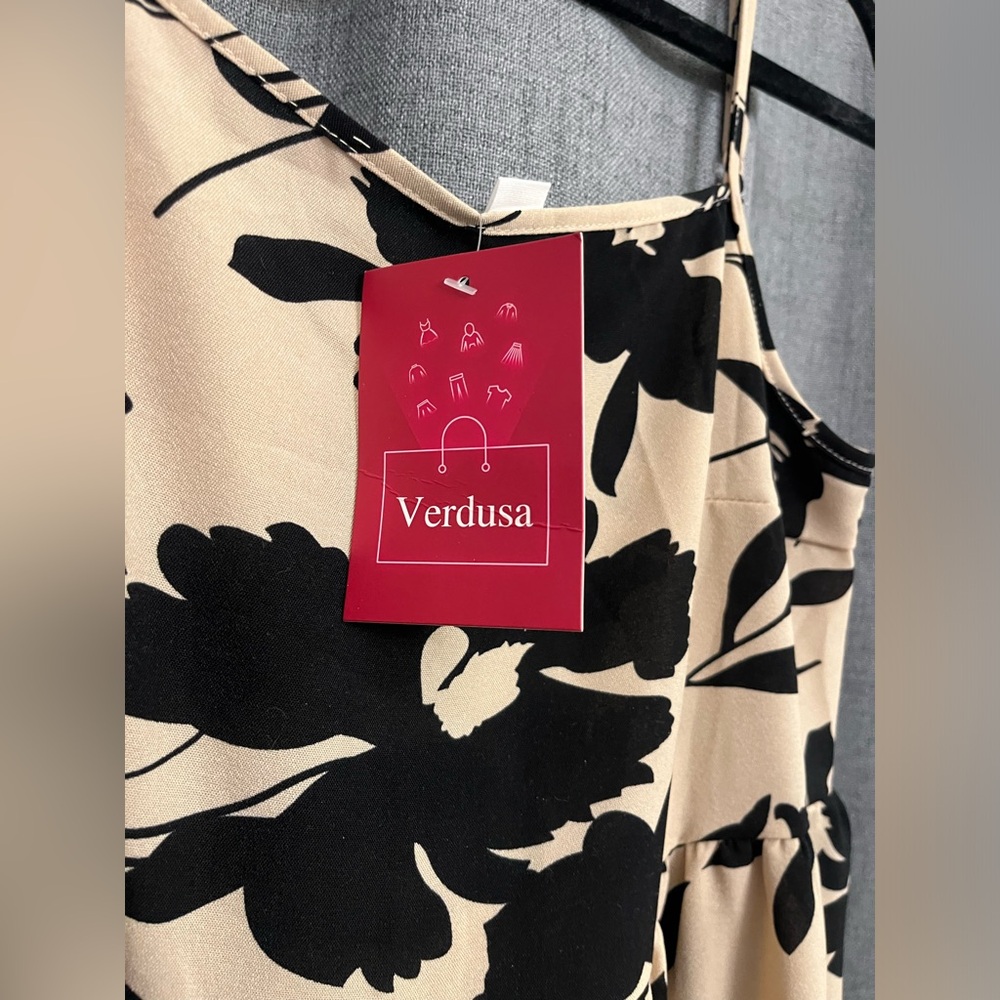 Verdusa Women's Floral Print Ruffle Hem Sleeveless A Line Swing Cami Long Dress - Picture 7 of 8